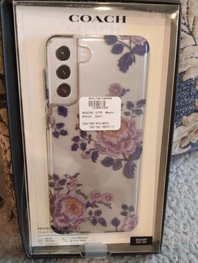 COACH Floral Purple Clear Protective Phone Case GALAXY S21+ 5G